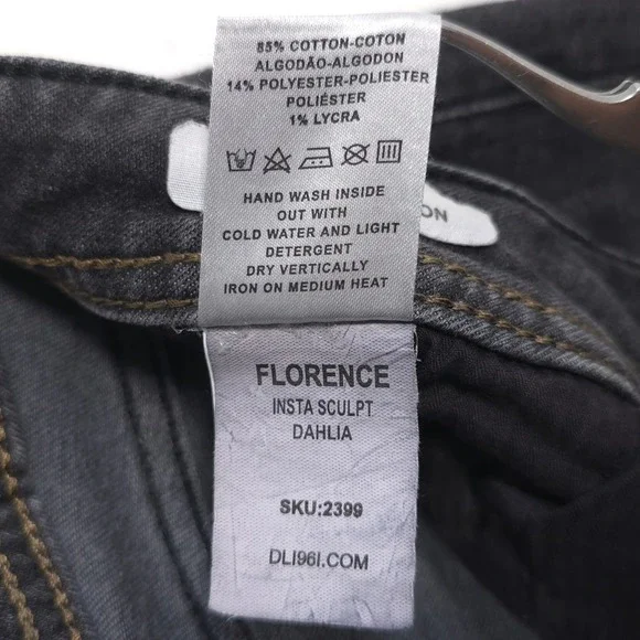 DL1961 FLORENCE Insta Sculpt Dahlia Premium Skinny Jeans Gray American Cotton 28